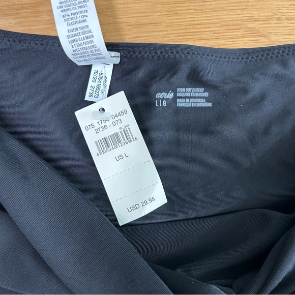 Aerie Black Bikini Swimsuit Top & Bottom Sz Large NWT - Picture 8 of 10